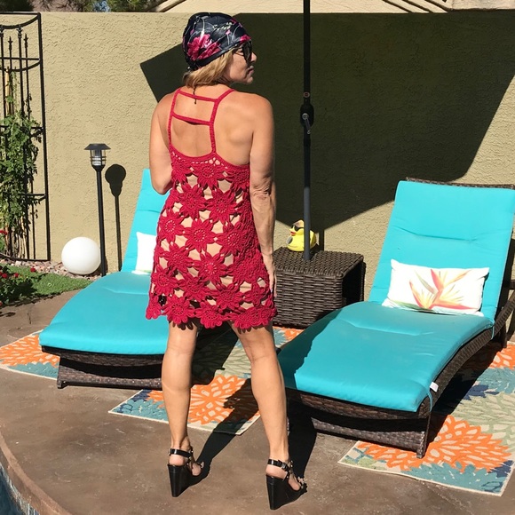 Free People Fuchsia Pink Crochet Mini Dress - Picture 4 of 8